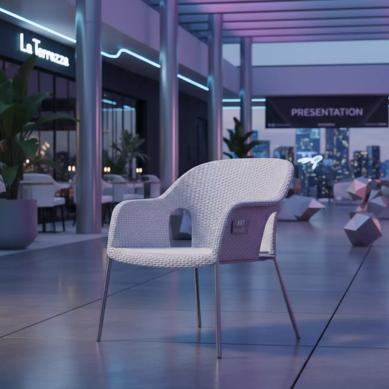 Аренда Кресло из искусственного ротанга YH C1103W white в ресторане «La Terrazza» — ART SPACE