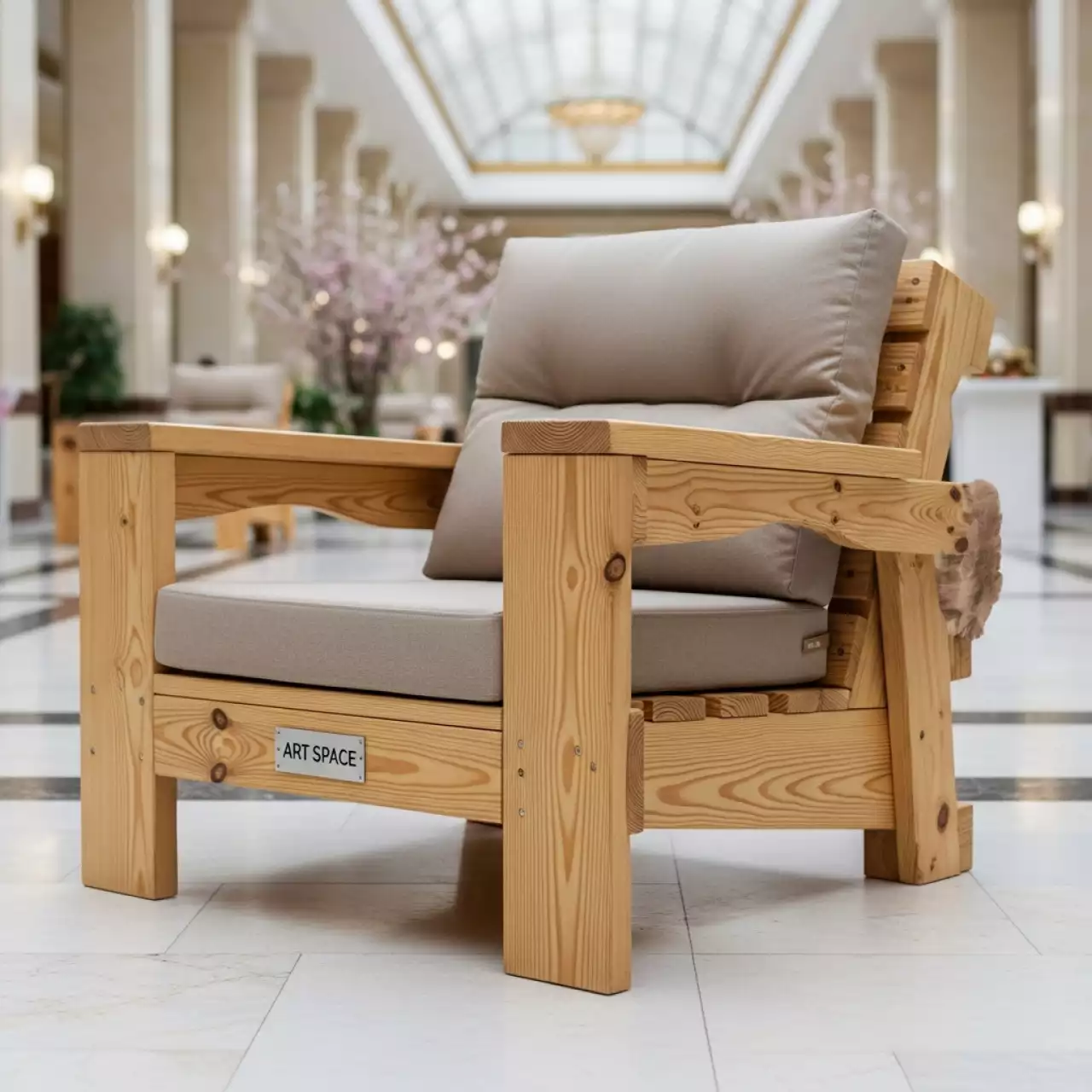 Аренда Кресло из паллет натурального цвета в отеле «Богатырь» — ART SPACE