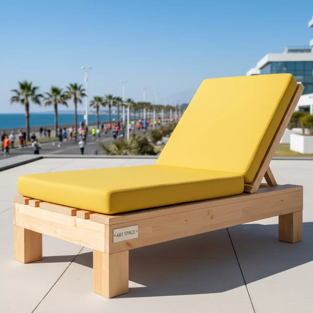 Аренда Кресло из поддонов классик деревянное с желтой подушкой в Radisson Blu Resort & Congress Centre — ART SPACE