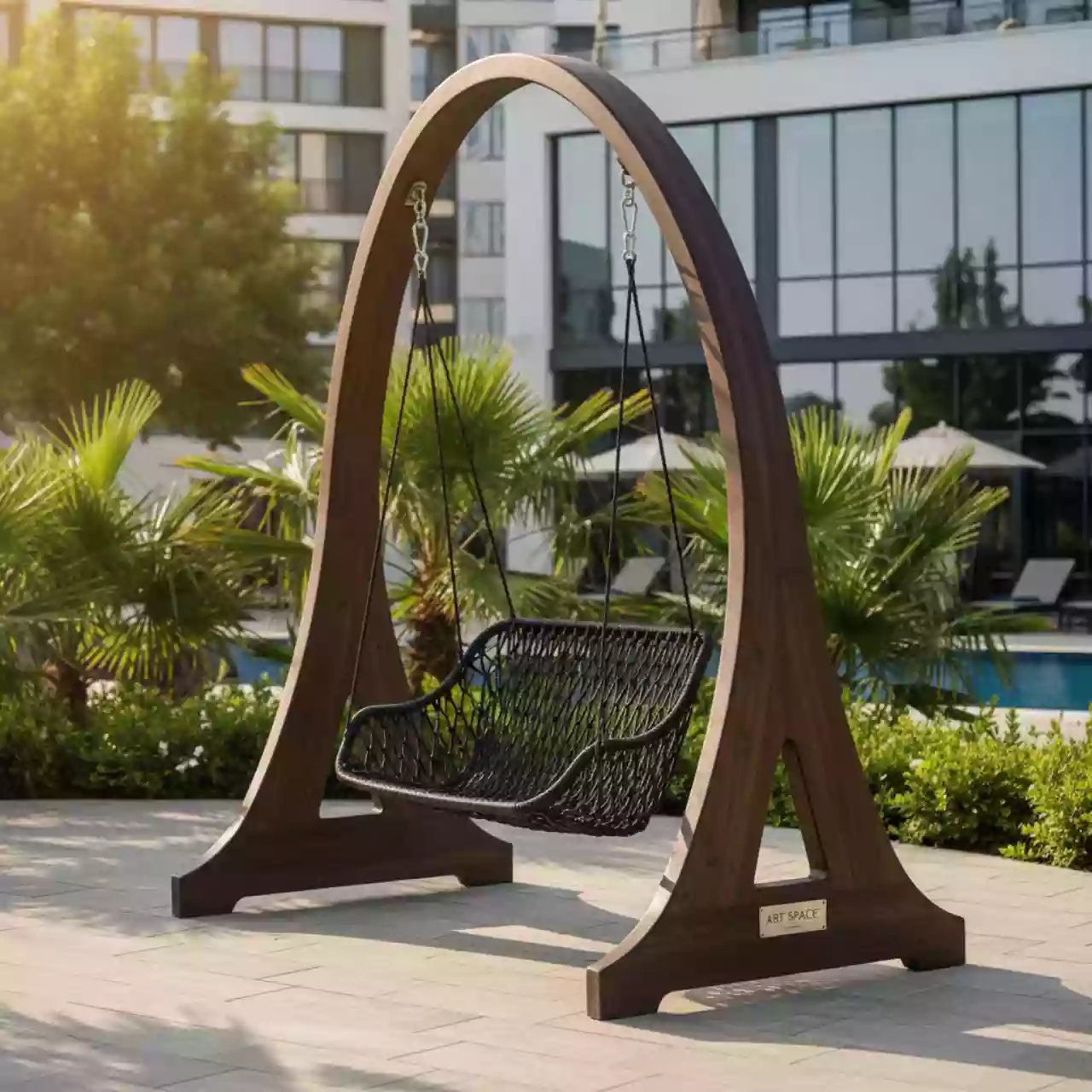 Аренда Кресло качели Cartagena черные с деревянным каркасом Майя в Bridge Resort — ART SPACE