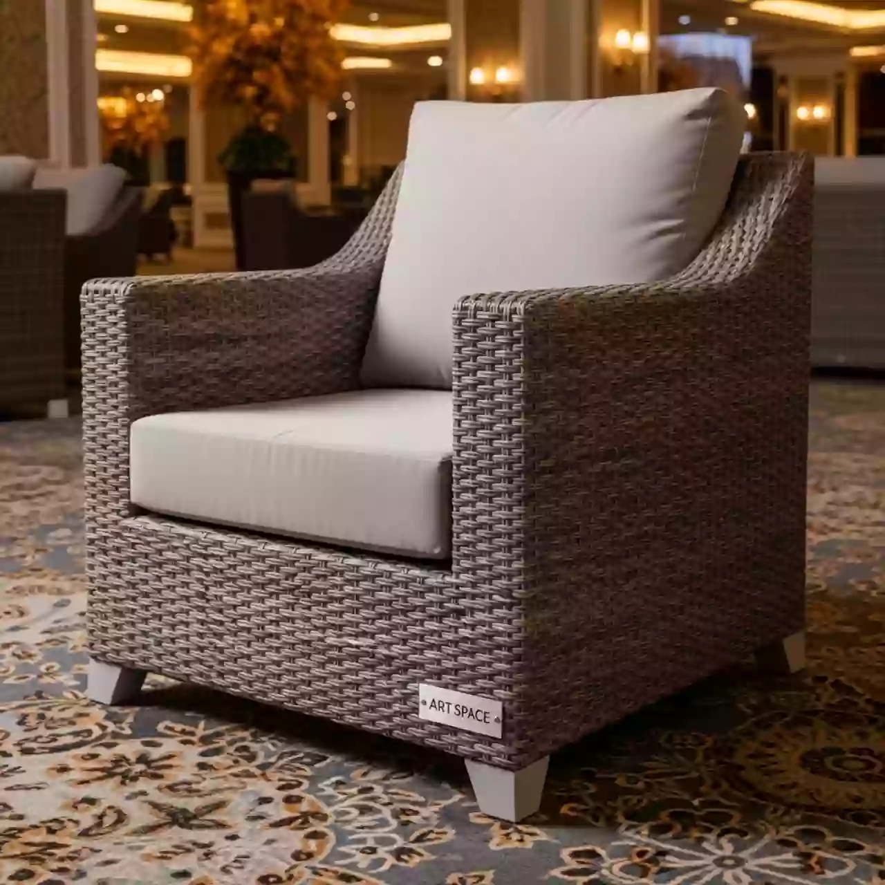 Аренда Кресло Кальяри искусственный ротанг гиацинт серый в казино «Сочи» — ART SPACE