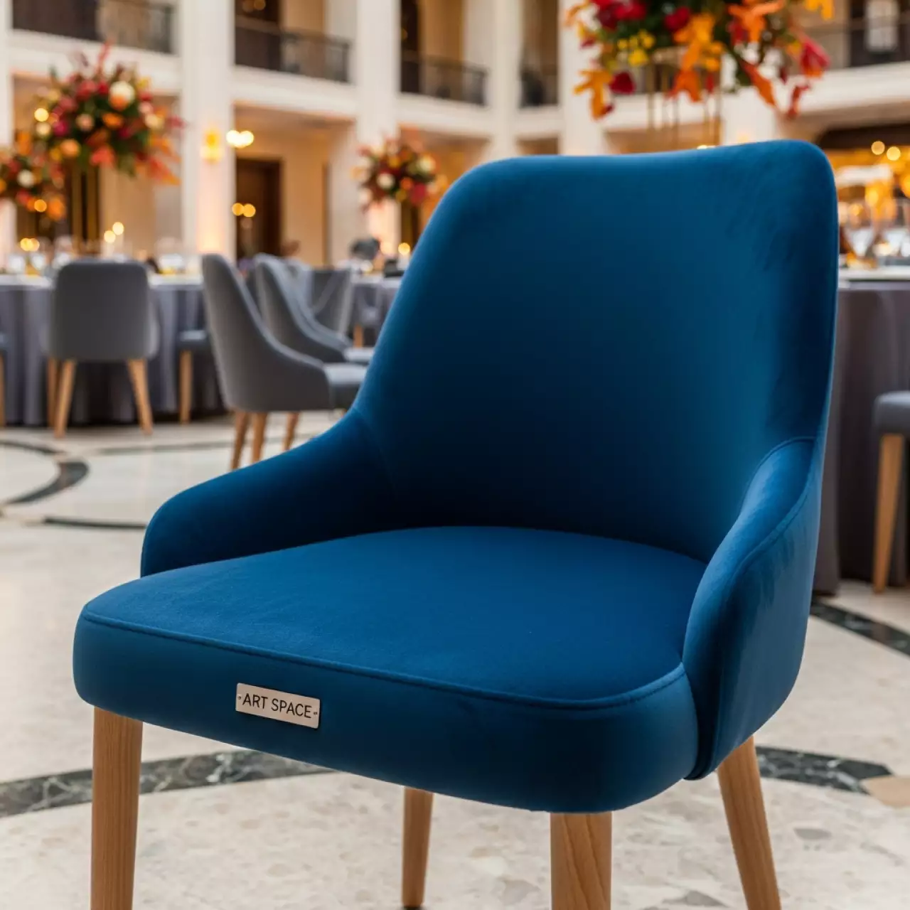 Аренда Кресло Канг велюр синий в Mövenpick Hotel — ART SPACE