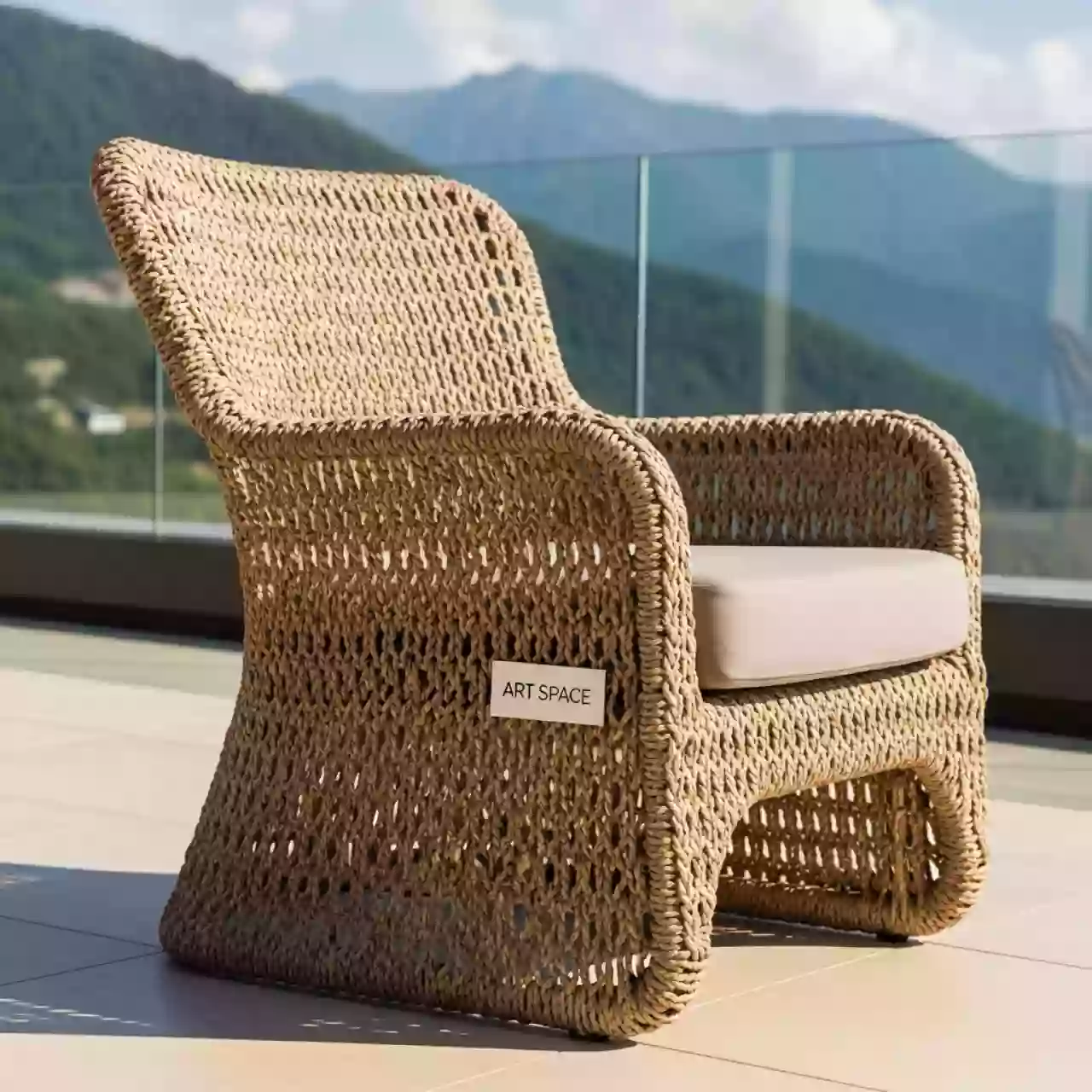 Аренда Кресло Капучино из искусственного ротанга соломенный в Поляна 1389 Отель и Спа — ART SPACE