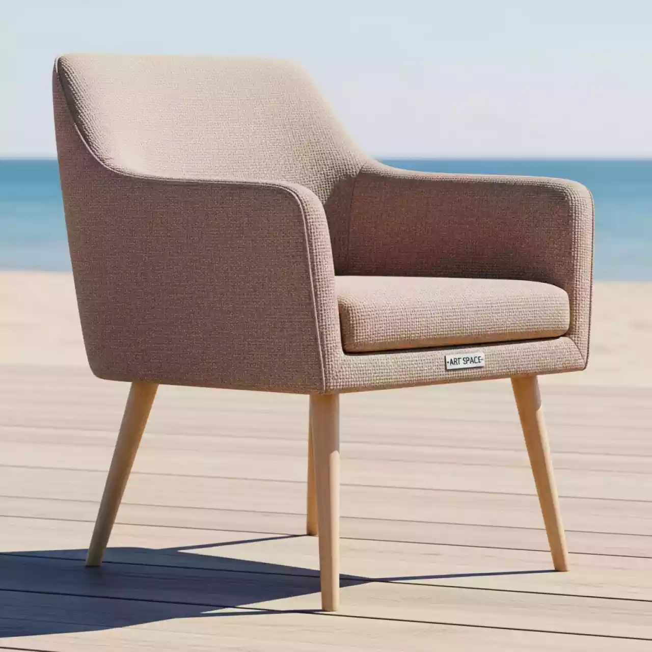 Аренда Кресло Капучино жаккард Sunlight ножки бук на пляже «Мандарин» — ART SPACE