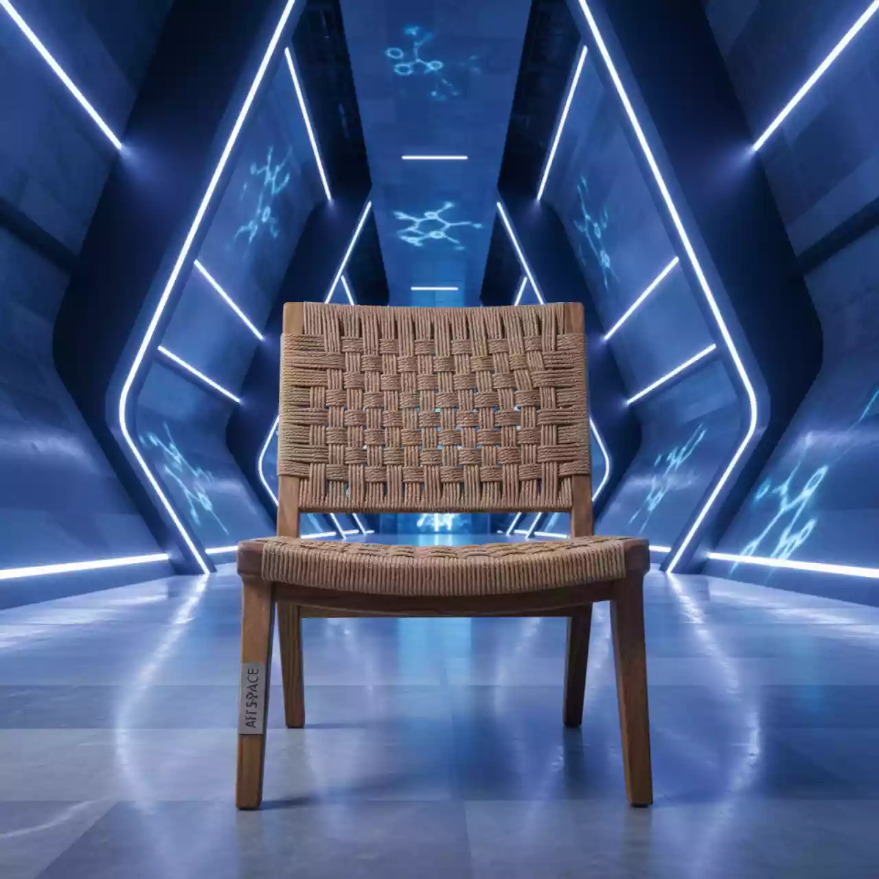 Аренда Кресло Kilt деревянное плетеное в ледовом дворце «Роза Хутор» — ART SPACE