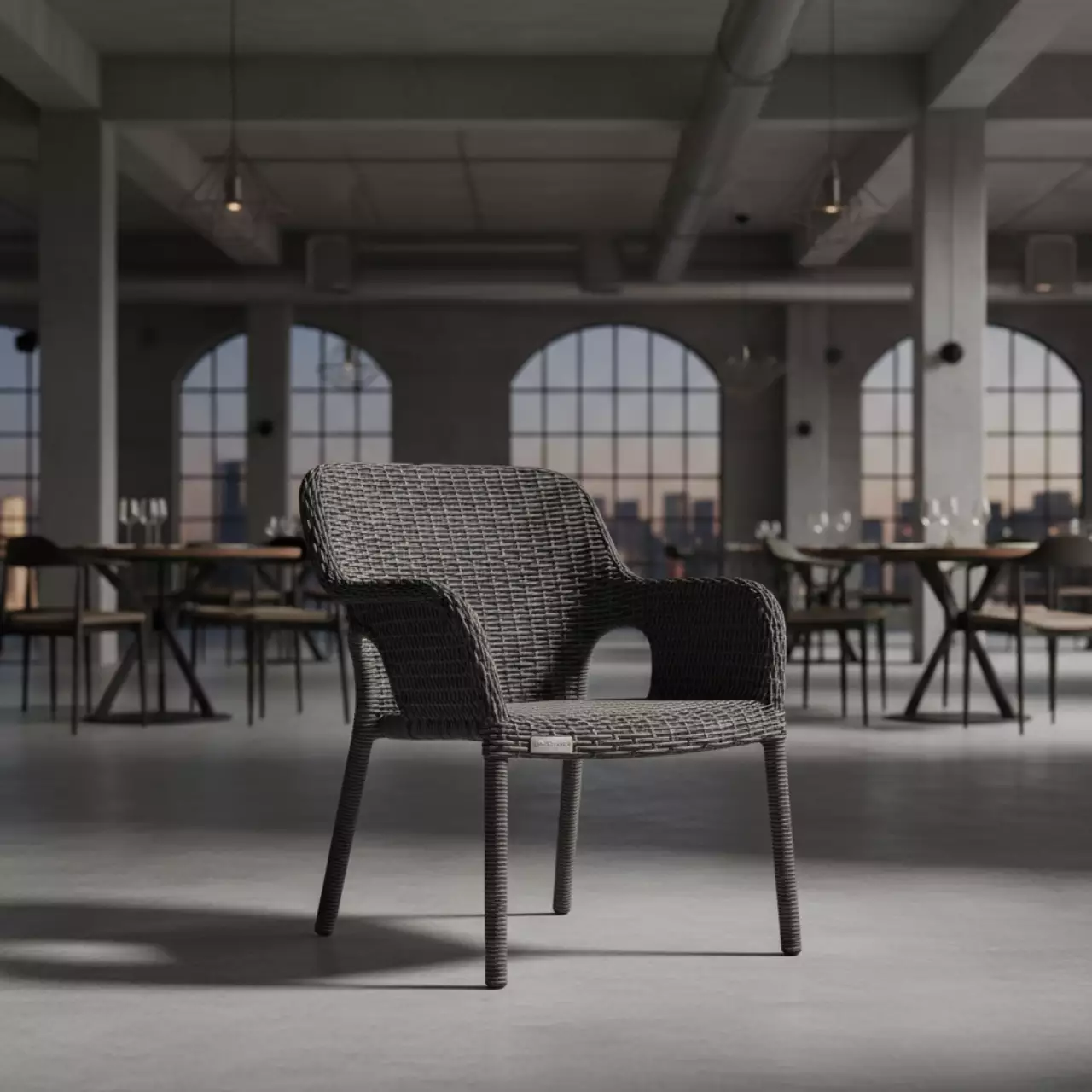 Аренда Кресло Кон Панна искусственный ротанг графит в ресторане «Sanremo» — ART SPACE