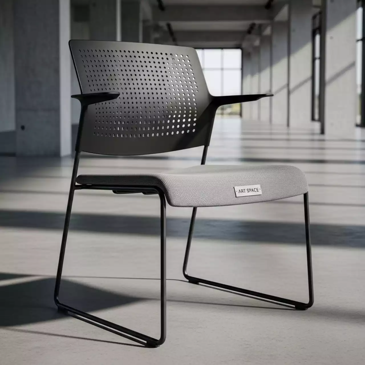 Аренда Кресло конференц Play CF grey черный пластик серая ткань сидушка в Rodina Grand Hotel & SPA — ART SPACE