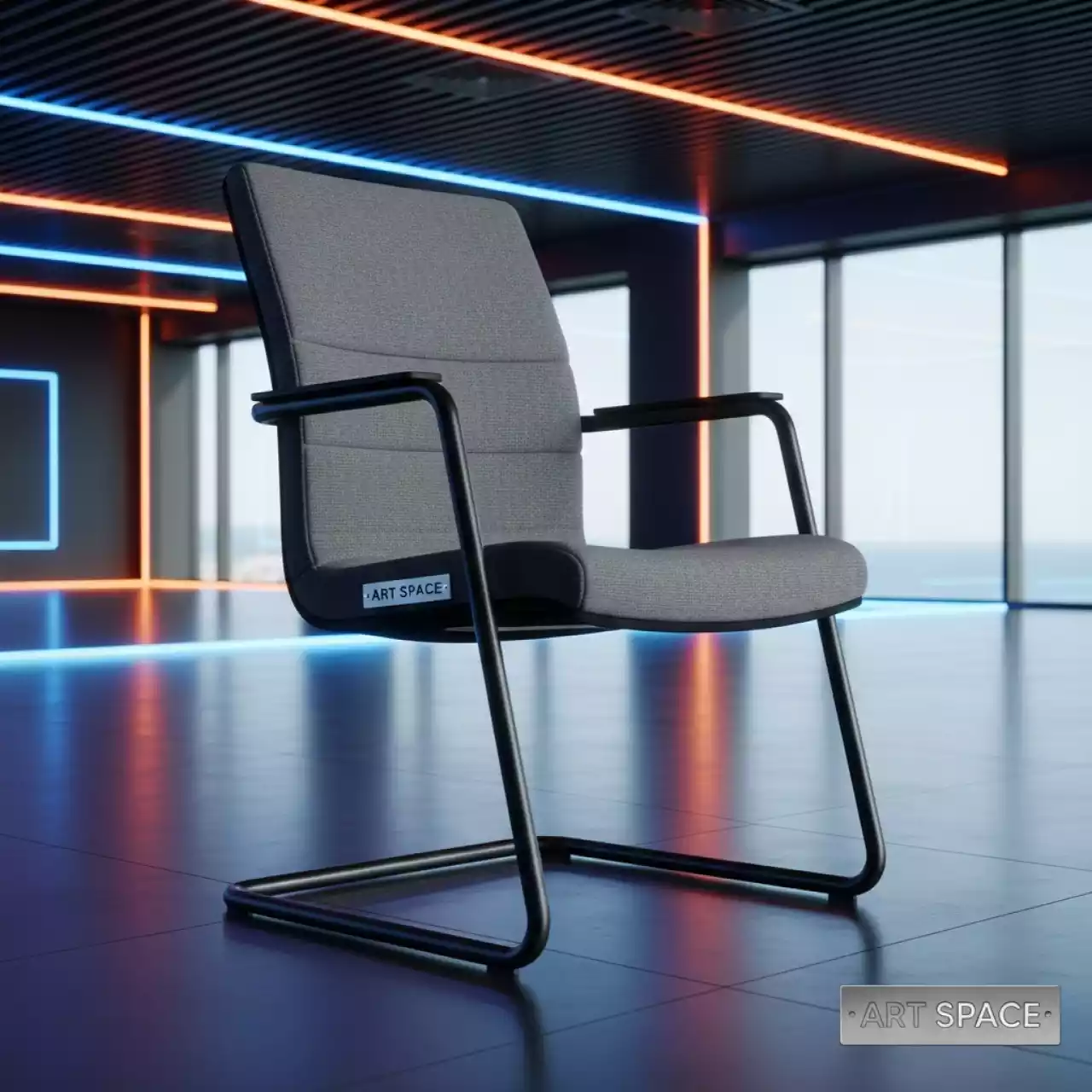 Аренда Кресло конференц Play CF Grey черный пластик серая ткань в City Park Hotel Sochi — ART SPACE