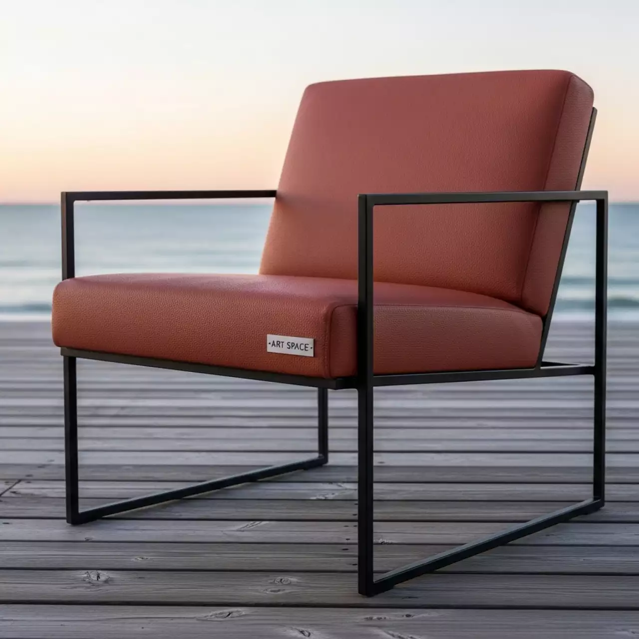 Аренда Кресло Коннор экокожа Boom terra черный каркас муар на пляже «Маяк» — ART SPACE