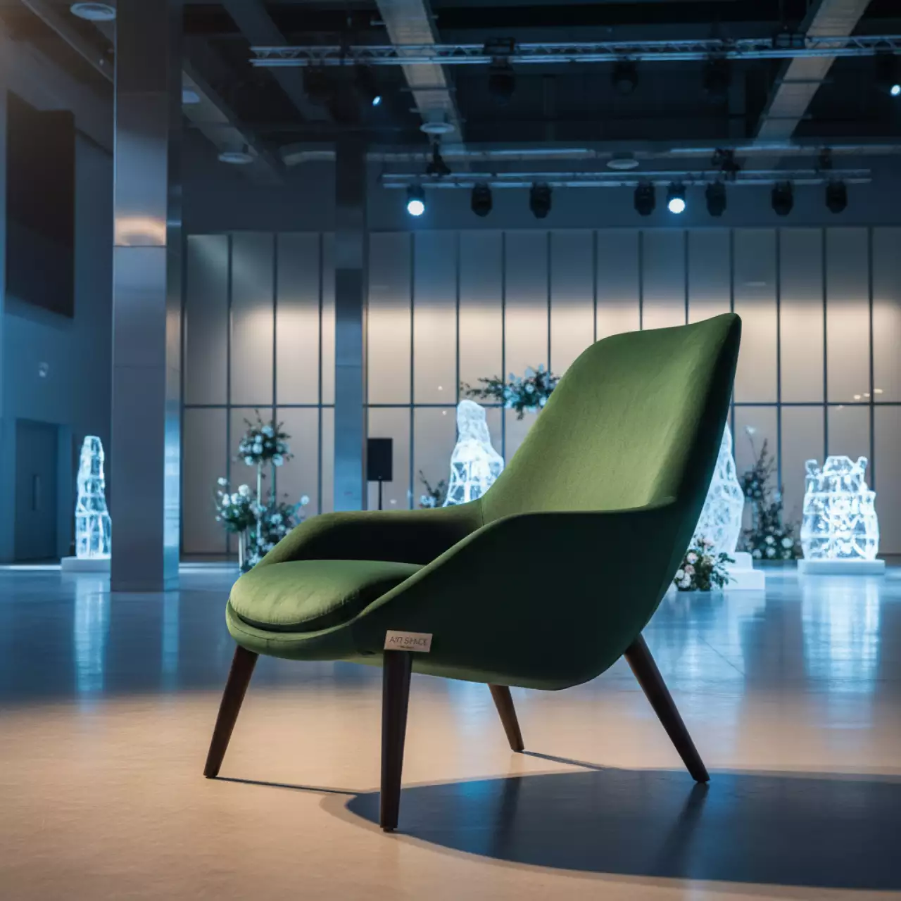 Аренда Кресло лаунж Бостон велюр зеленое в ледовом дворце «Роза Хутор» — ART SPACE