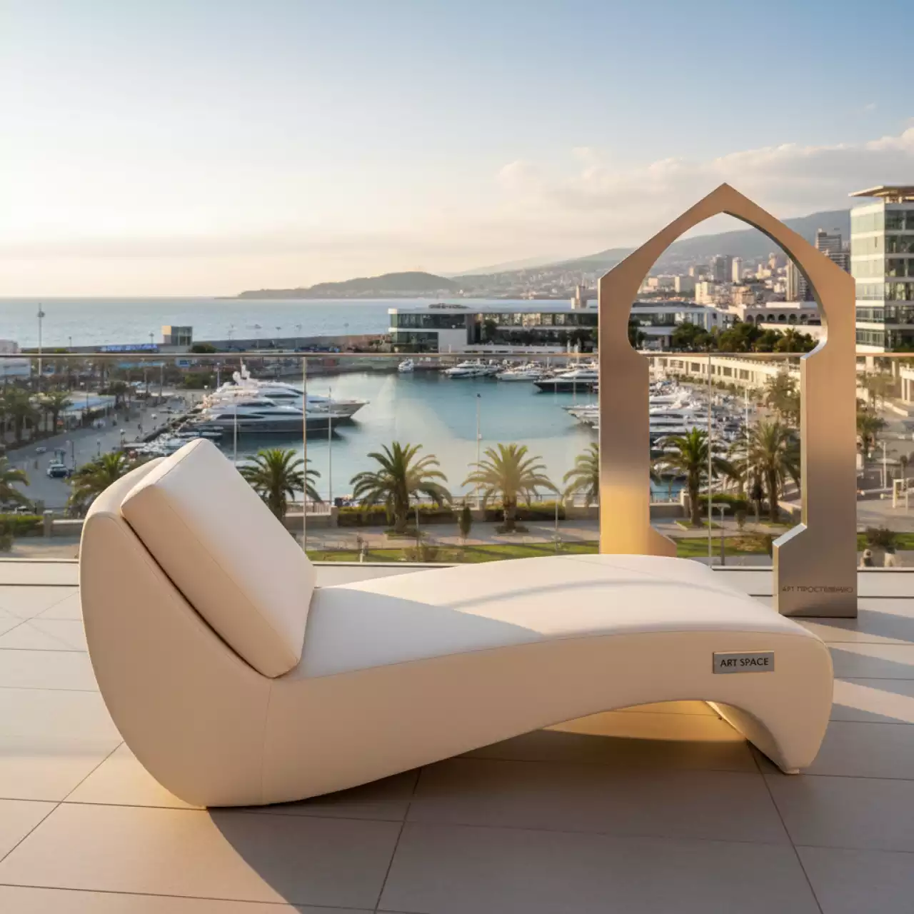 Аренда Кресло лаунж Tail кремовый на территории Морпорта Сочи — ART SPACE