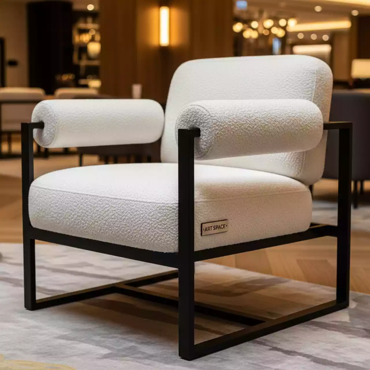 Аренда Кресло лофт Токо велюр Teddy 020 черный каркас в Pullman Sochi Centre — ART SPACE