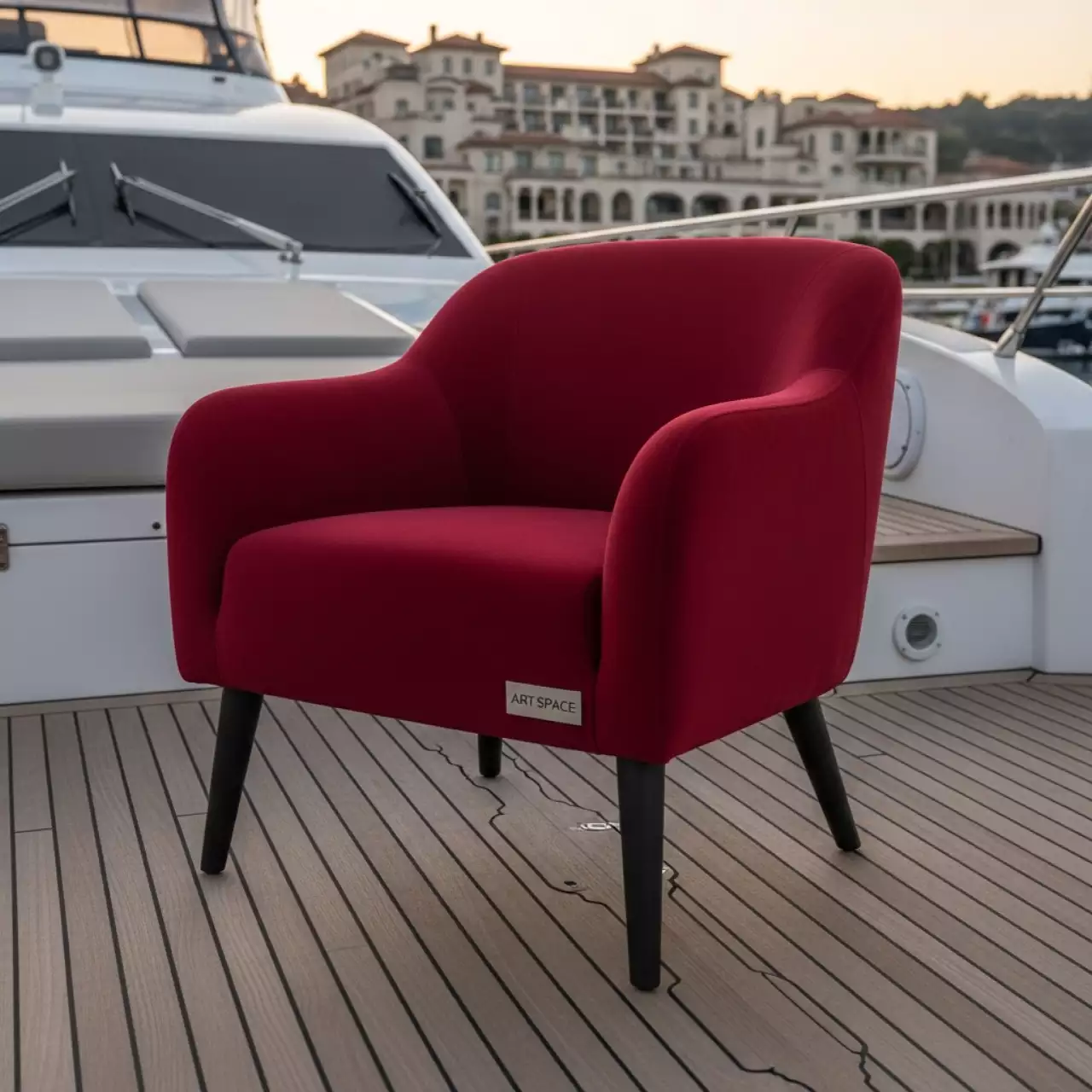 Аренда Кресло Магнус Velvet красный венге на VIP теплоходе (Морпорт Сочи) — ART SPACE