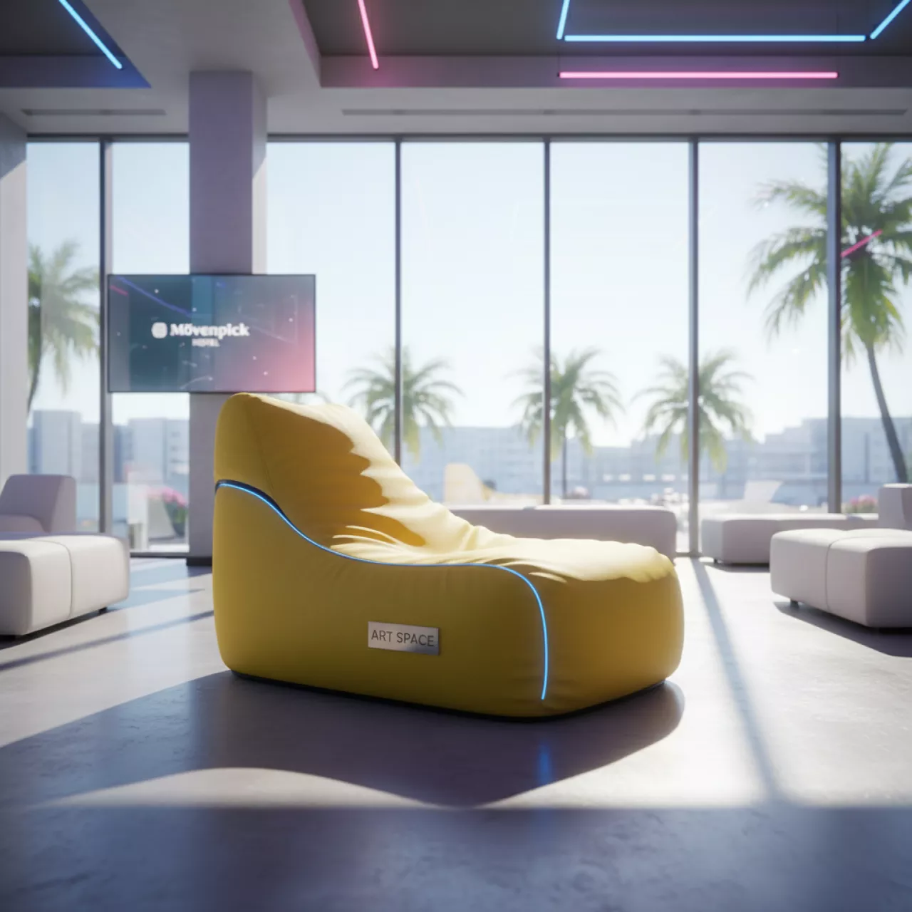 Аренда Кресло мешок пуфик желтое в Mövenpick Hotel — ART SPACE