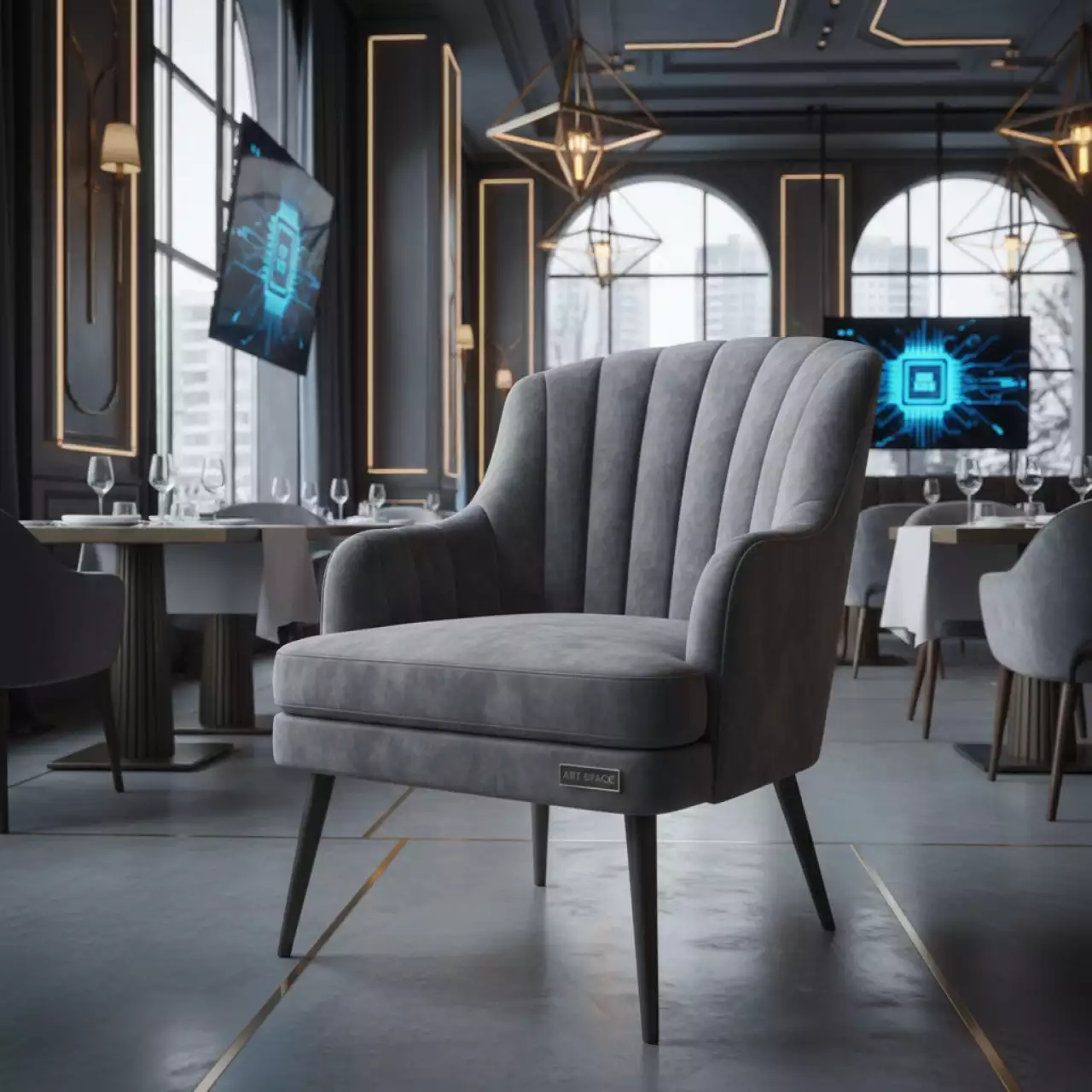 Аренда Кресло Milan Velour Smoke в ресторане «Магадан» — ART SPACE