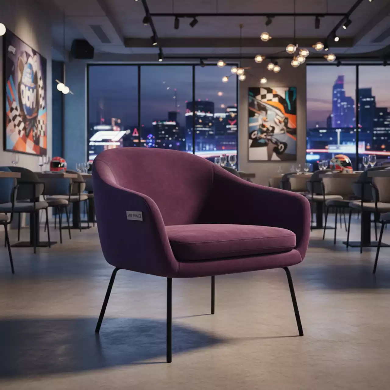 Аренда Кресло мягкое Кристи CHRISTY фиолетовый в ресторане «Магадан» — ART SPACE