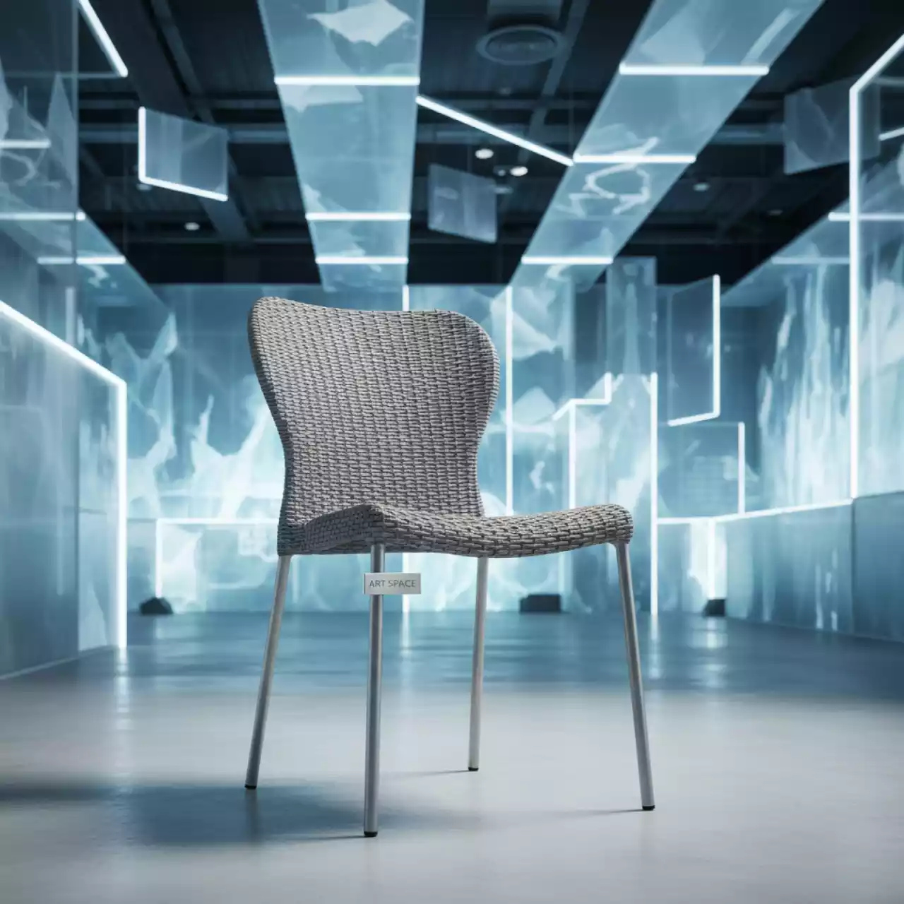 Аренда Кресло обеденное FIONA из искусственного ротанга серое в ледовом дворце «Большой» — ART SPACE