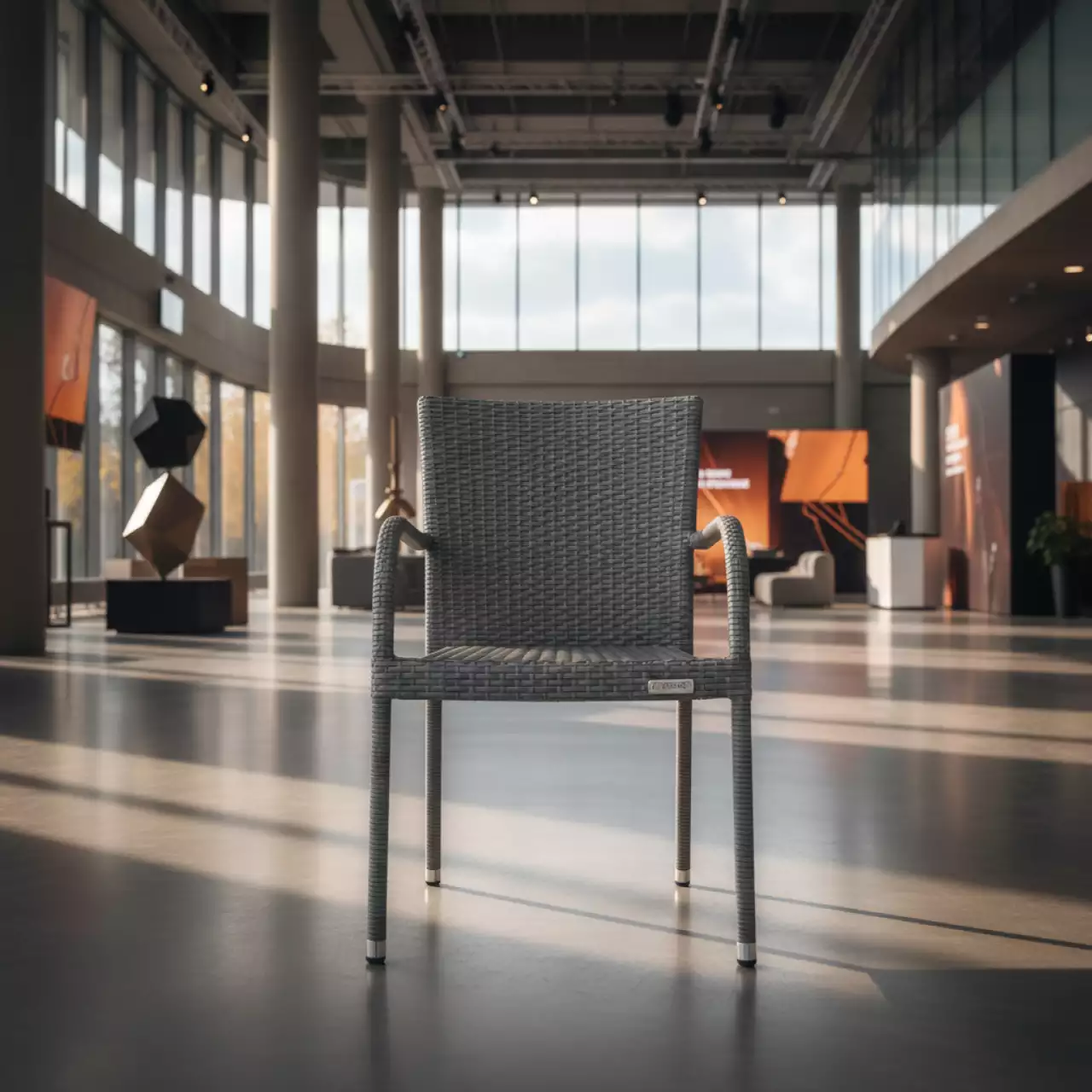 Аренда Кресло обеденное FIONA серое из искусственного ротанга в ледовом дворце «Большой» — ART SPACE