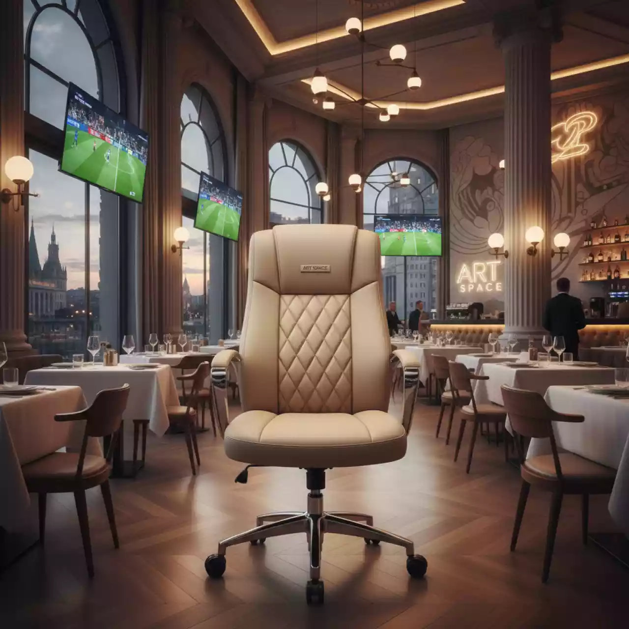 Аренда Кресло офисное экокожа бежевая Conference 2 04 050PL в ресторане «Высота 5642» — ART SPACE