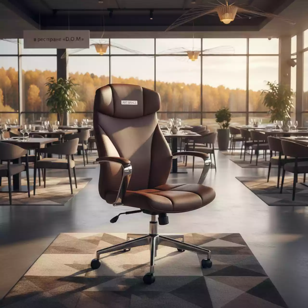 Аренда Кресло офисное экокожа коричневая Enter EX 511 в ресторане «D.O.M» — ART SPACE