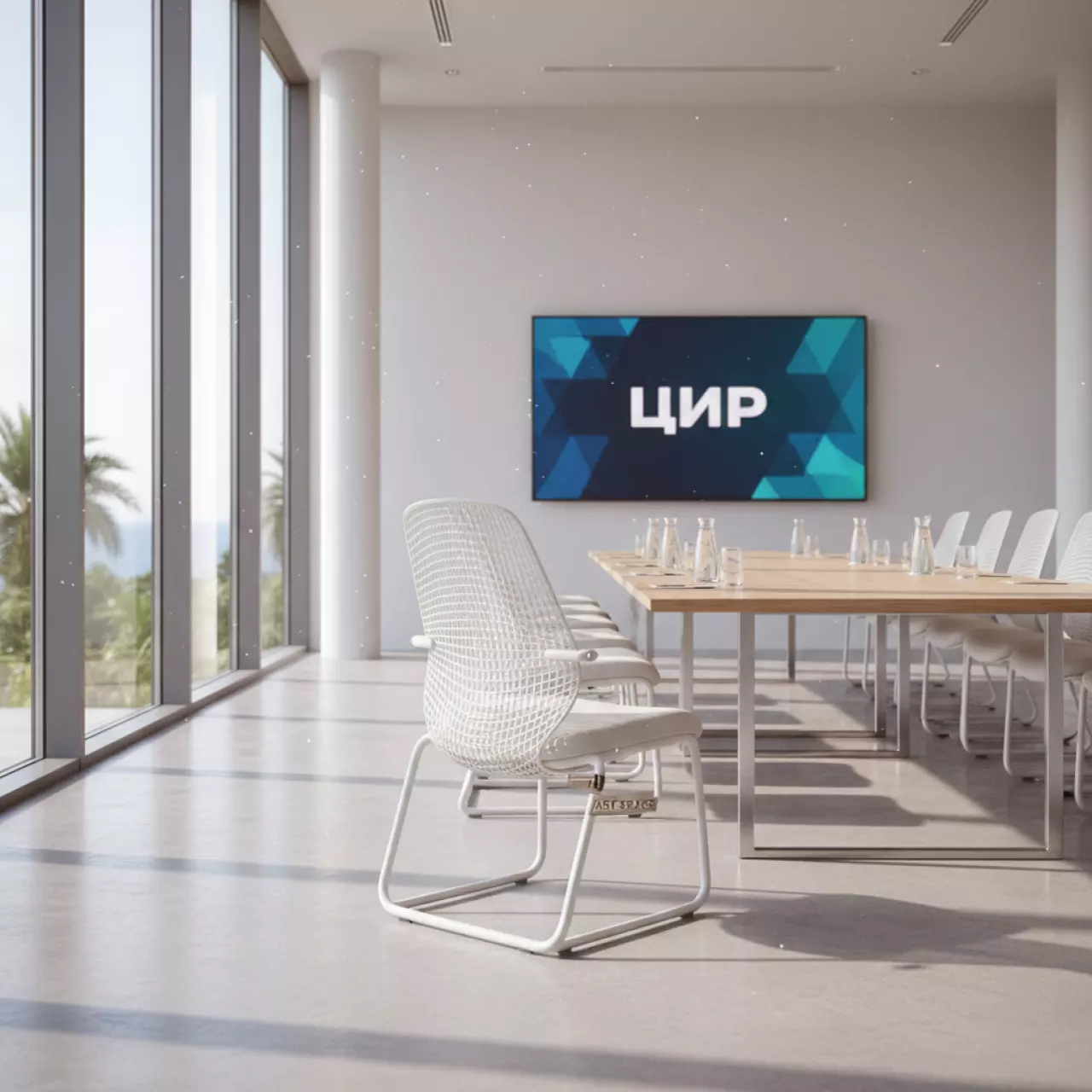 Аренда Кресло Паул белый каркас белая сетка в Гранд Отель Сочи — ART SPACE