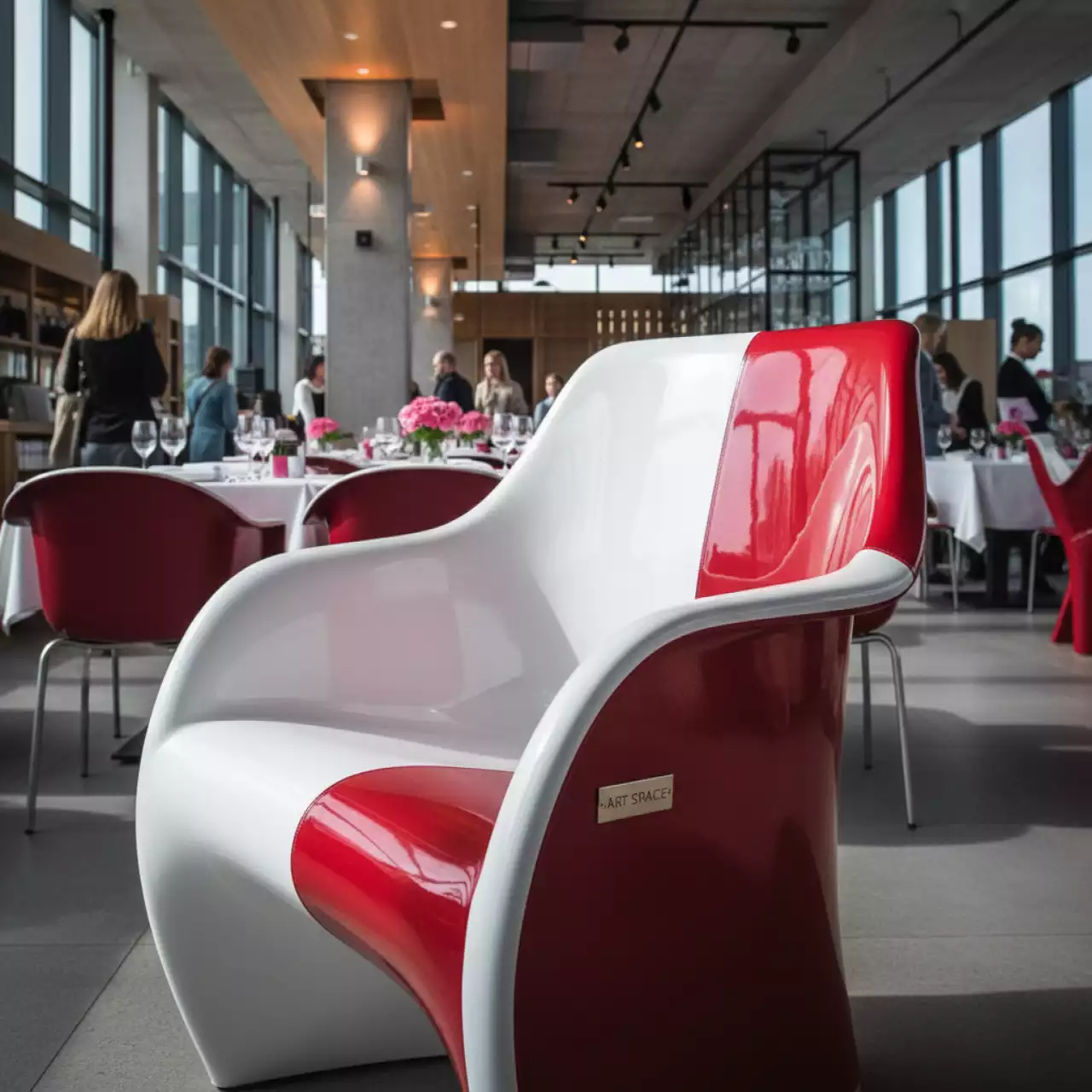 Аренда Кресло пластиковое Carmen бело красное в ресторане «Brunello» — ART SPACE