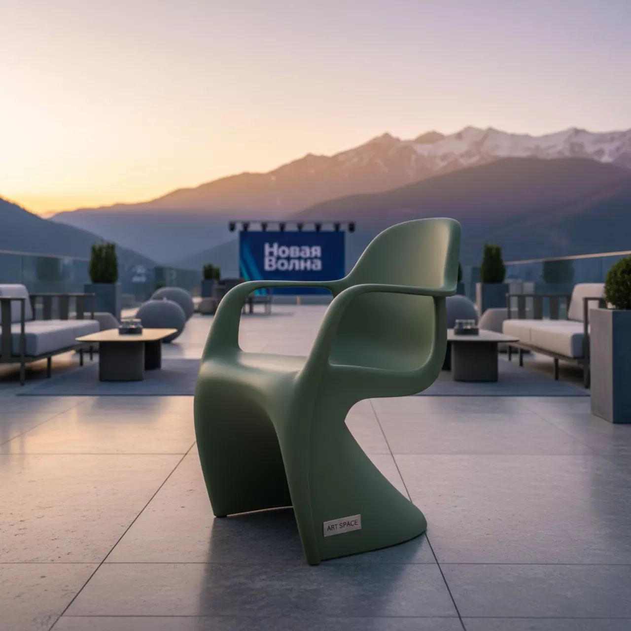 Аренда Кресло пластиковое Paris оливковое в Green Flow Hotel — ART SPACE