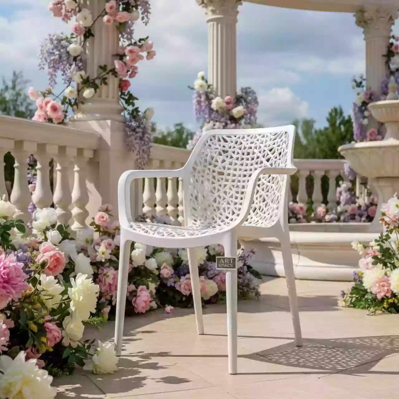 Аренда Кресло пластиковое плетеное Aruba белый в этно-парке «Моя Россия» — ART SPACE