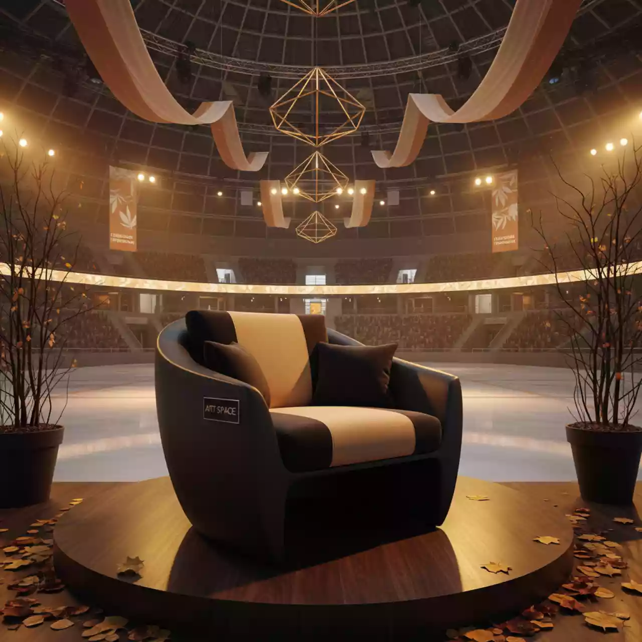 Аренда Кресло пластиковое Portofino с подушками черного и бежевого цвета в ледовом дворце «Большой» — ART SPACE