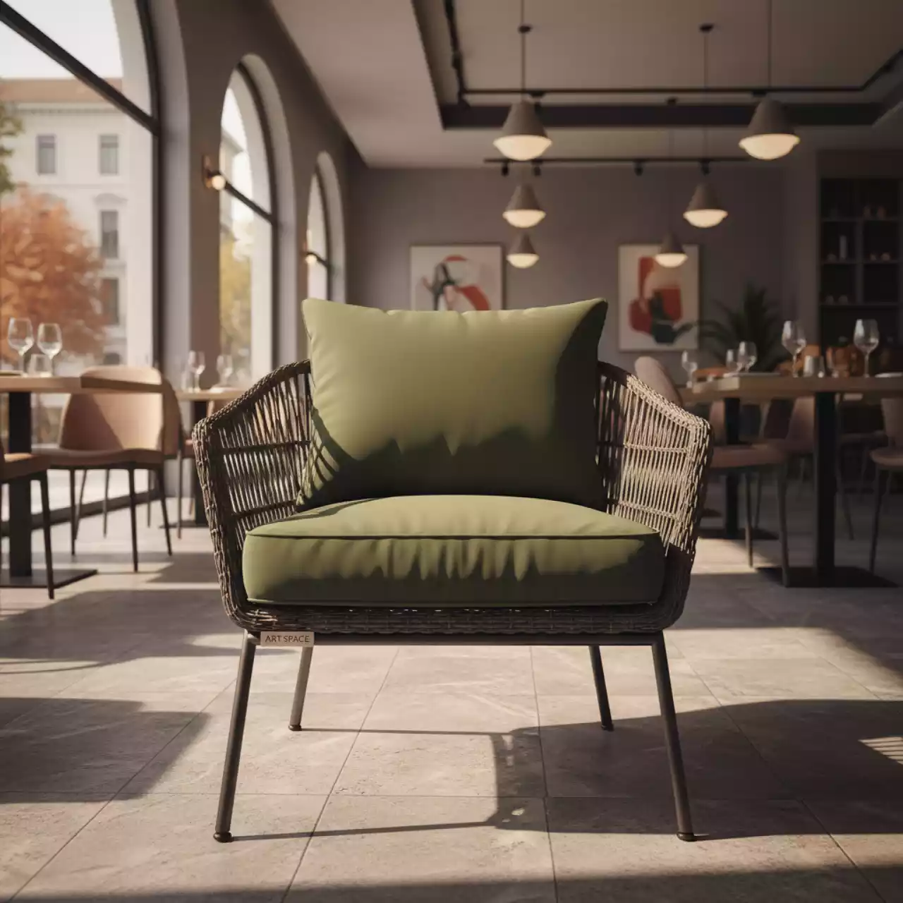 Аренда Кресло плетеное Elba с подушками в ресторане «Sanremo» — ART SPACE