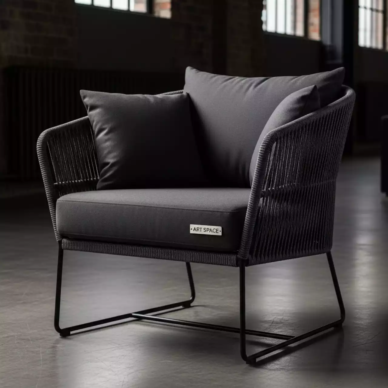 Аренда Кресло плетеное Милан из роупа темно серое в ОКЦ «Галактика» — ART SPACE