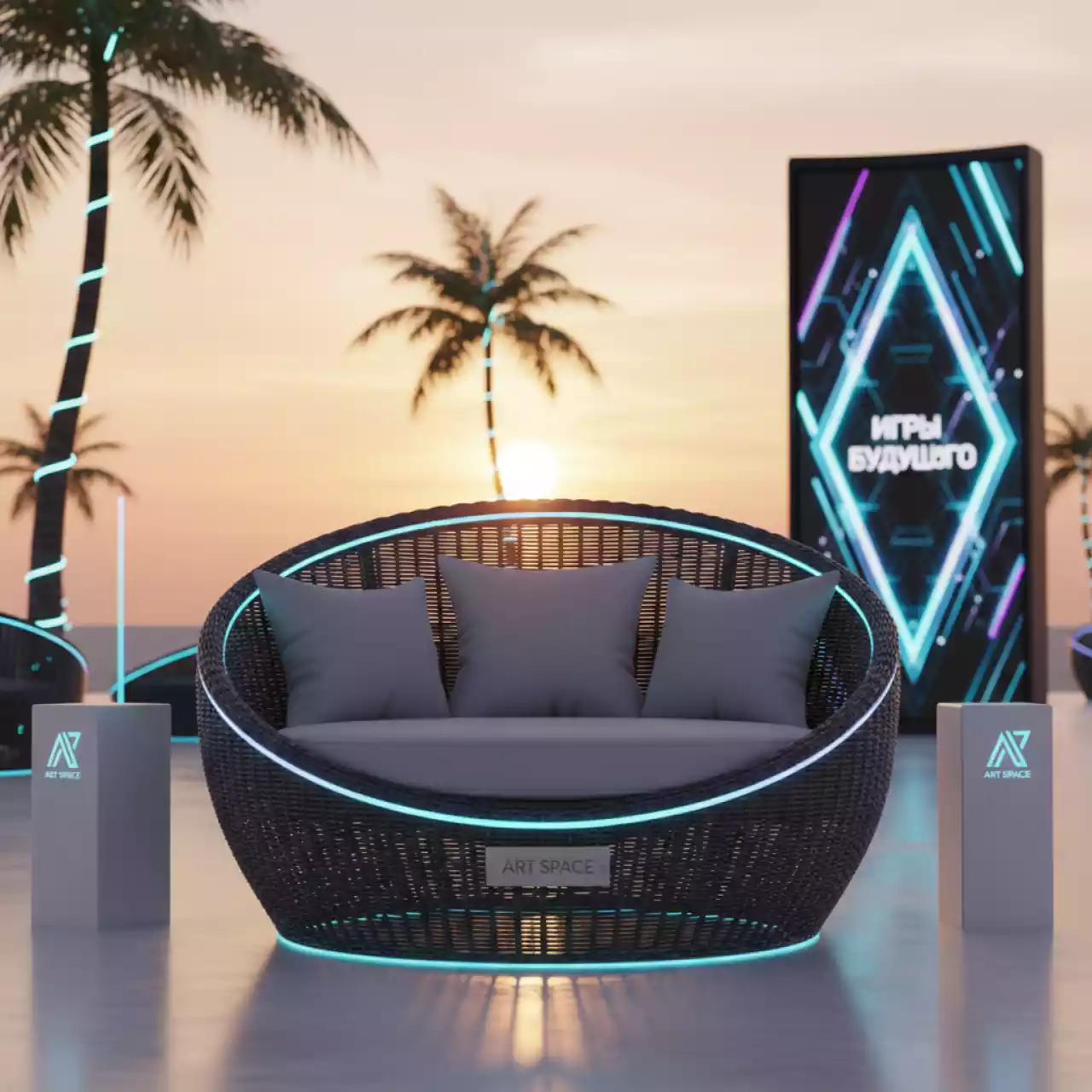 Аренда Кресло плетеное с подушками Arena в санатории «Заполярье» — ART SPACE