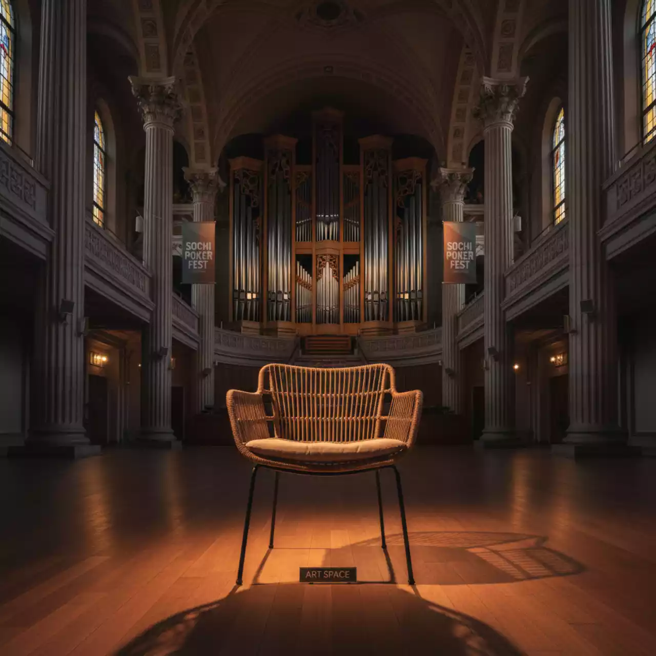 Аренда Кресло плетеное с подушками Lotus в Зале органной и камерной музыки — ART SPACE