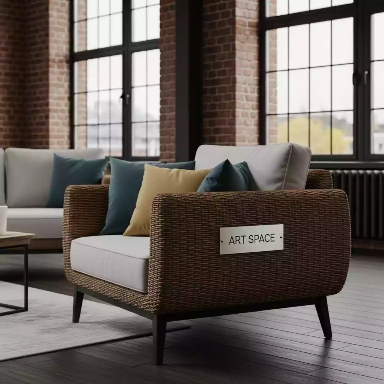 Аренда Кресло плетеное с подушками Metatron в лофте «Студия 21» — ART SPACE