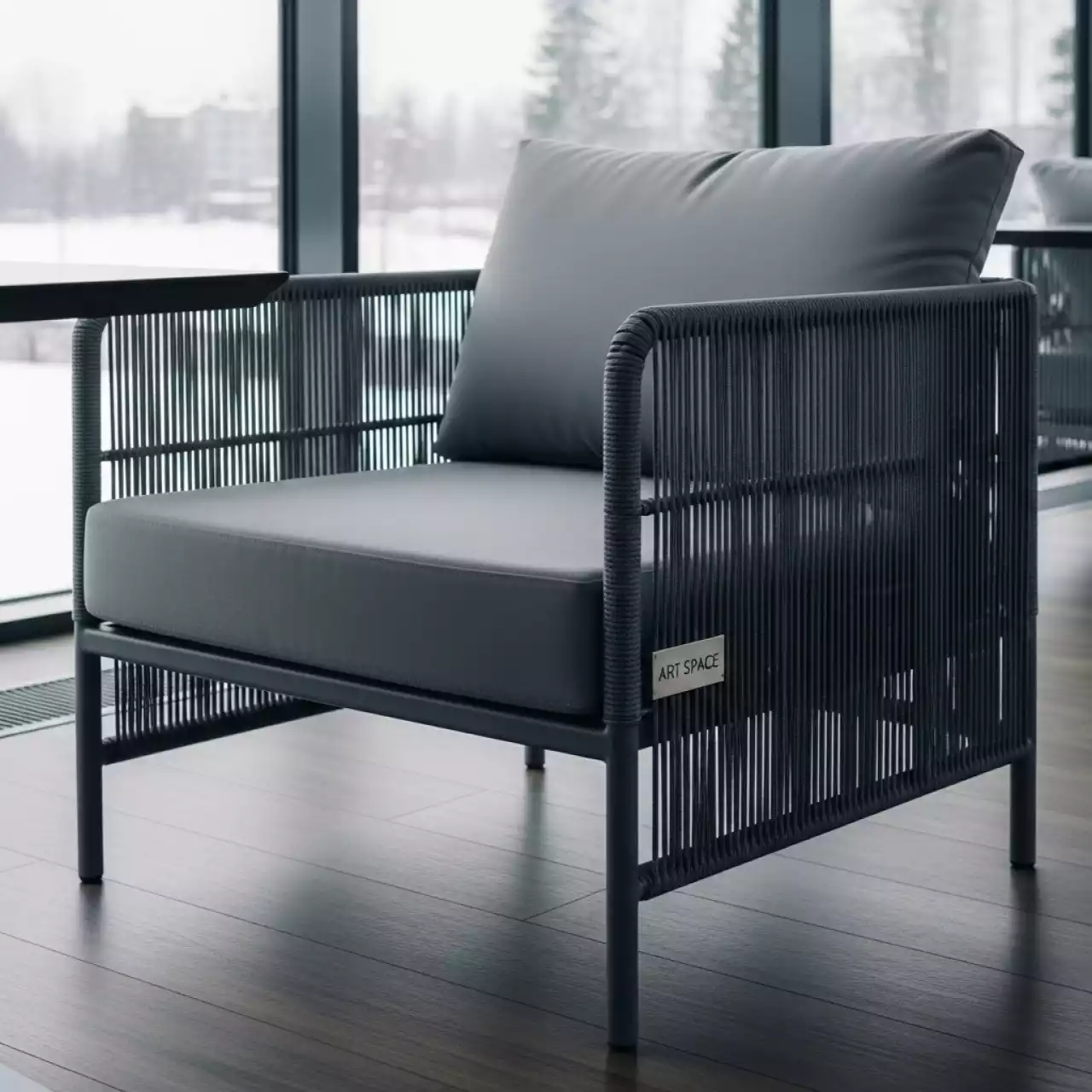 Аренда Кресло плетеное с подушками Palermo серый в ресторане «Brunello» — ART SPACE