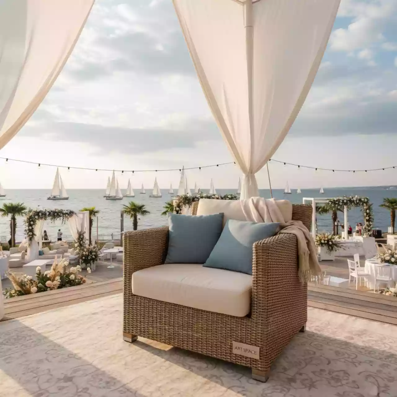 Аренда Кресло плетеное с подушками TAG AS1217 TT Сочи — ART SPACE