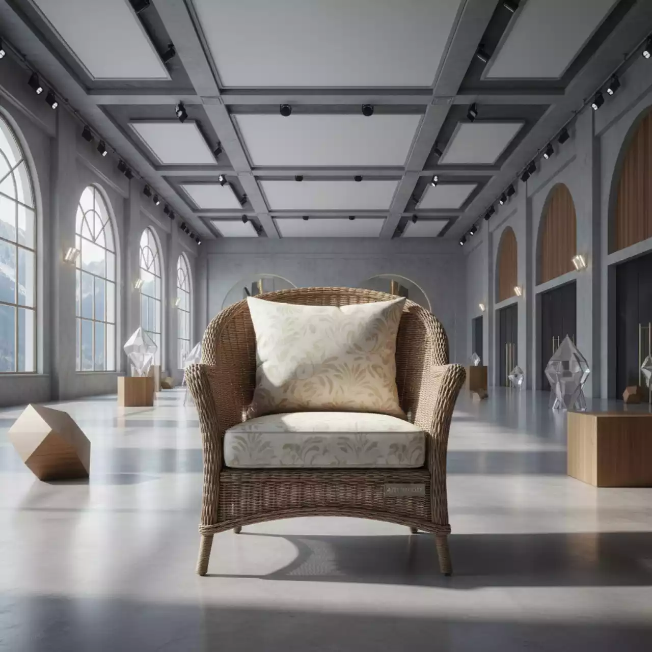 Аренда Кресло плетеное с подушкой GS 909 в ледовом дворце «Роза Хутор» — ART SPACE