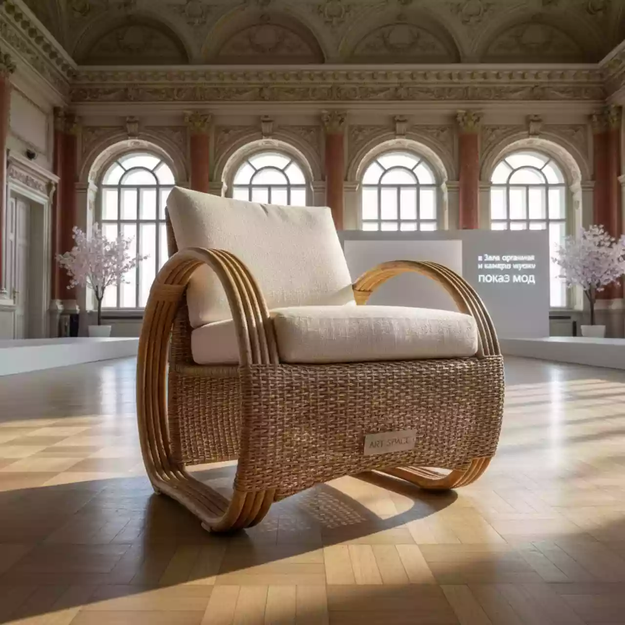 Аренда Кресло плетеное с подушкой Ludo в Зале органной и камерной музыки — ART SPACE