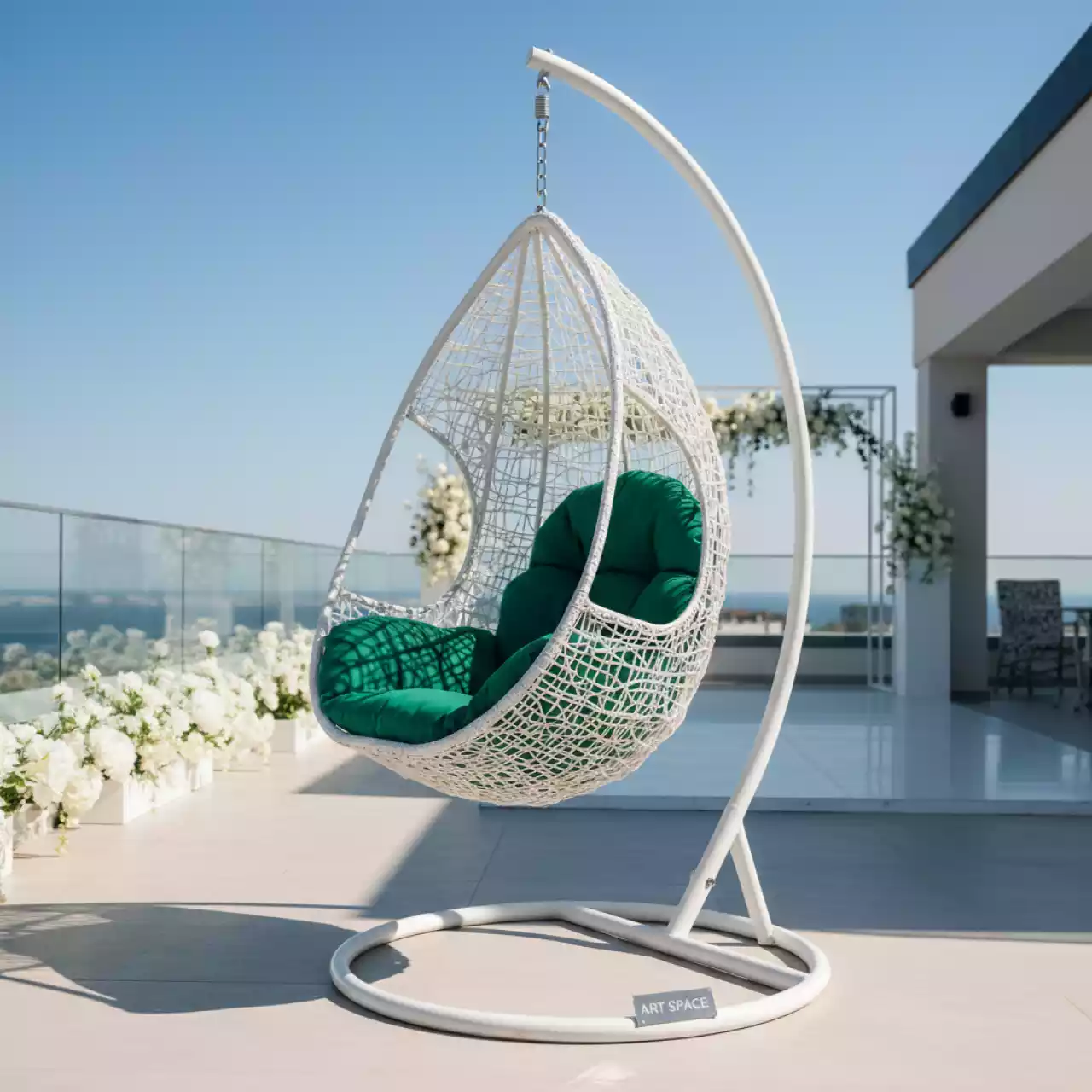 Аренда Кресло подвесное AFM 168A L цвет белый зеленый в Bridge Resort — ART SPACE