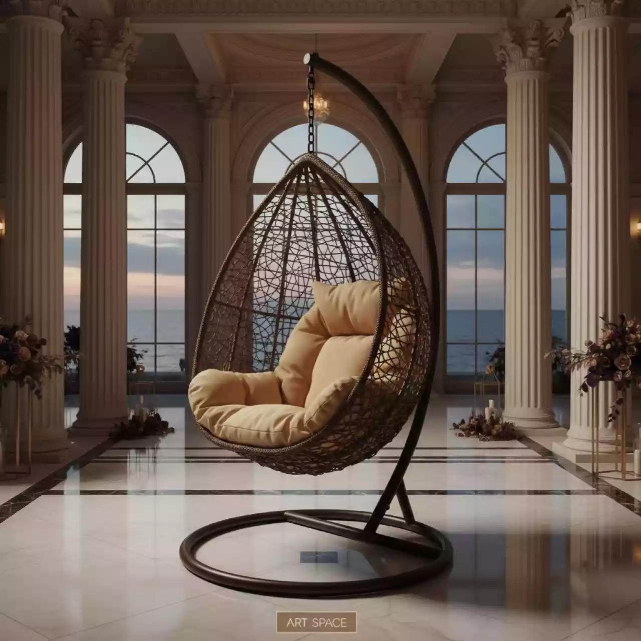 Аренда Кресло подвесное AFM 168A L коричневый в пляжном комплексе VinoGrad — ART SPACE