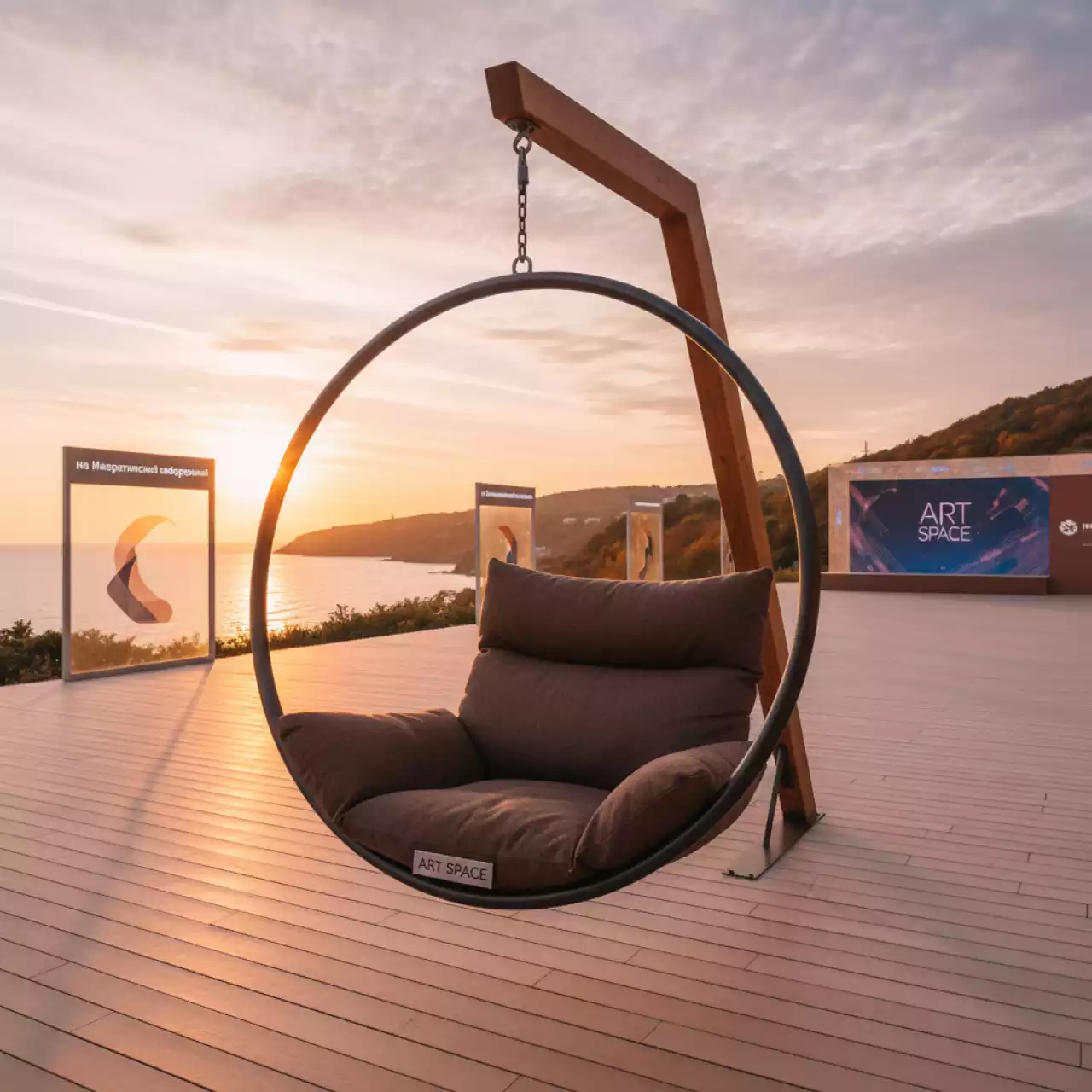 Аренда Кресло подвесное Besta Cartagena с подушкой коричневое на Имеретинской набережной — ART SPACE