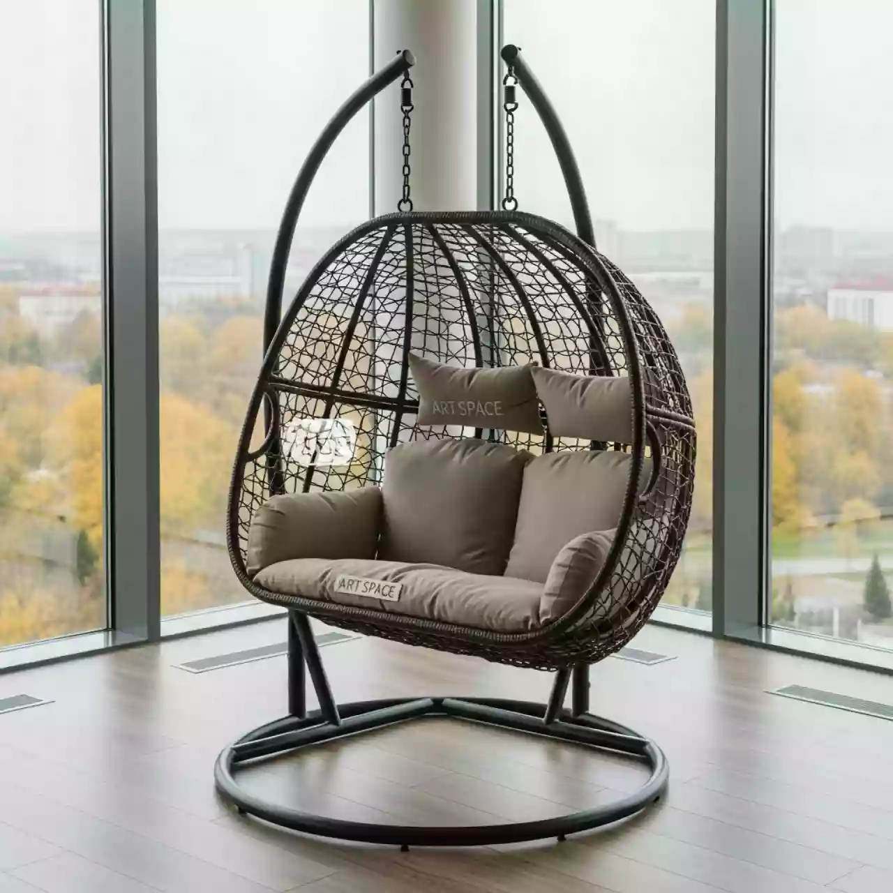 Аренда Кресло подвесное двойное Фиджи коричневое и бежевое в Pullman Sochi Centre — ART SPACE