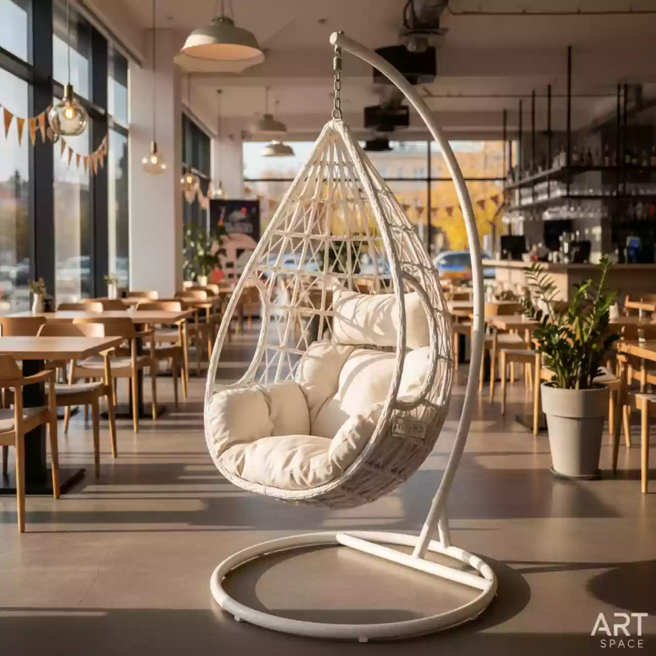 Аренда Кресло подвесное Fresco white белое в ресторане «Brunello» — ART SPACE