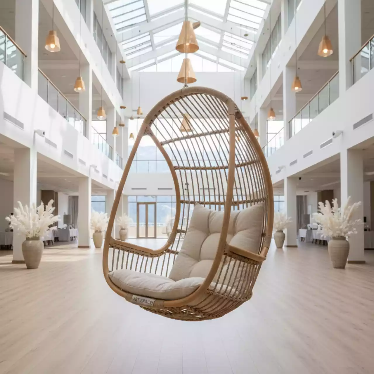 Аренда Кресло подвесное плетеное AFM 300B бежевое в ОКЦ «Галактика» — ART SPACE