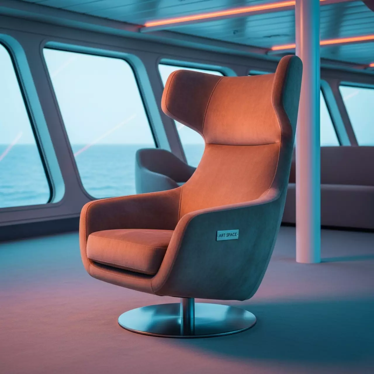 Аренда Кресло поворотное Oslo светло коричневое велюр на теплоходе «Дагомыс» — ART SPACE