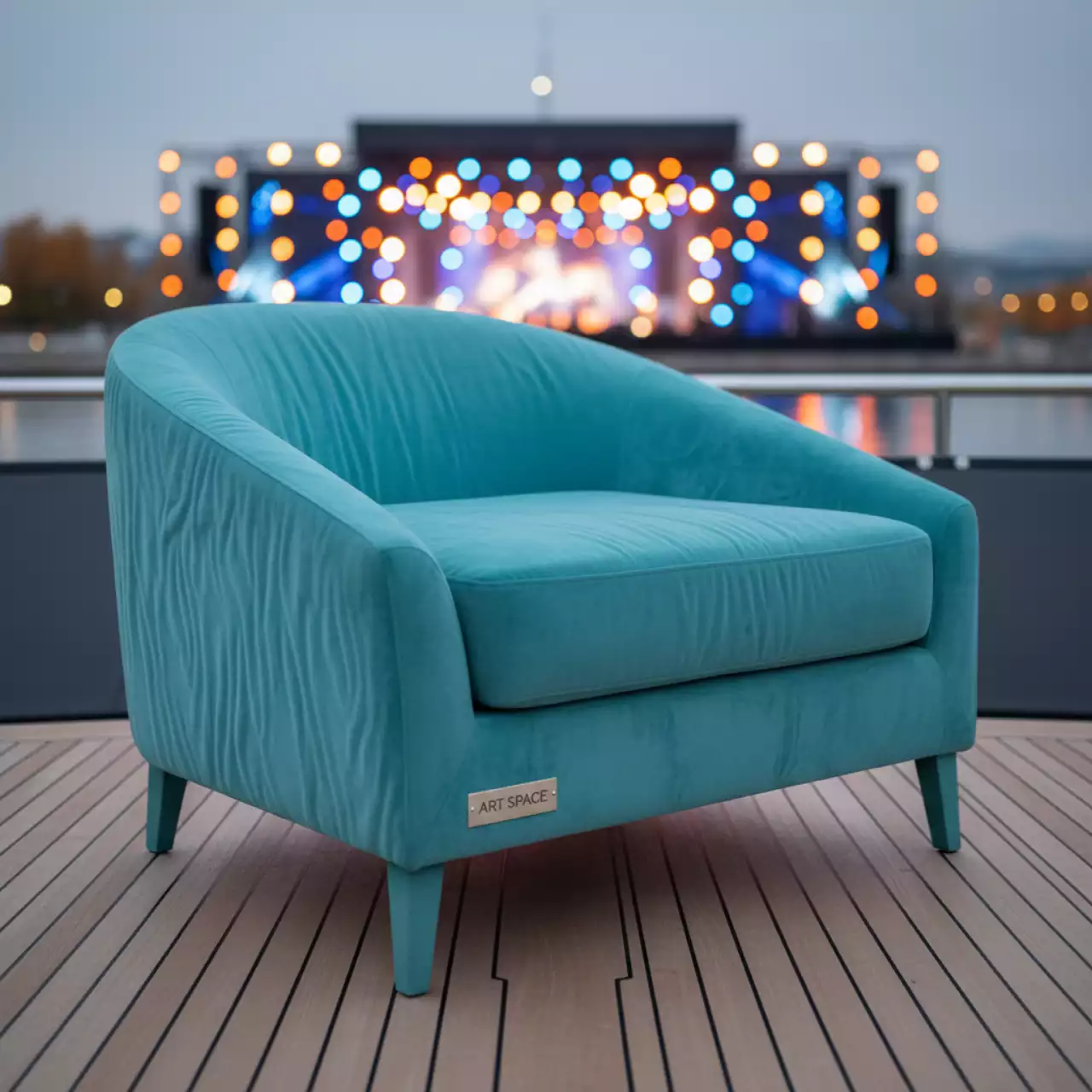 Аренда Кресло пуф аквамариновое Velvet на VIP-яхте (Имеретинский порт) — ART SPACE
