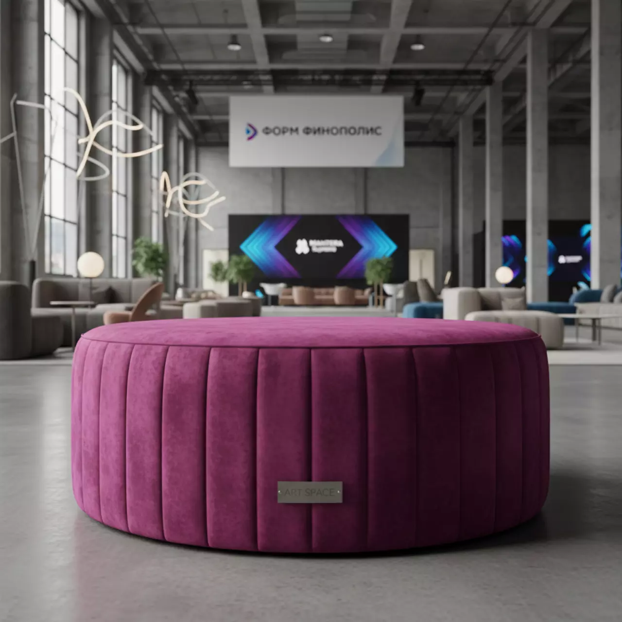 Аренда Кресло пуф пурпурное Velvet R4E 00163 в Mantera Supreme — ART SPACE