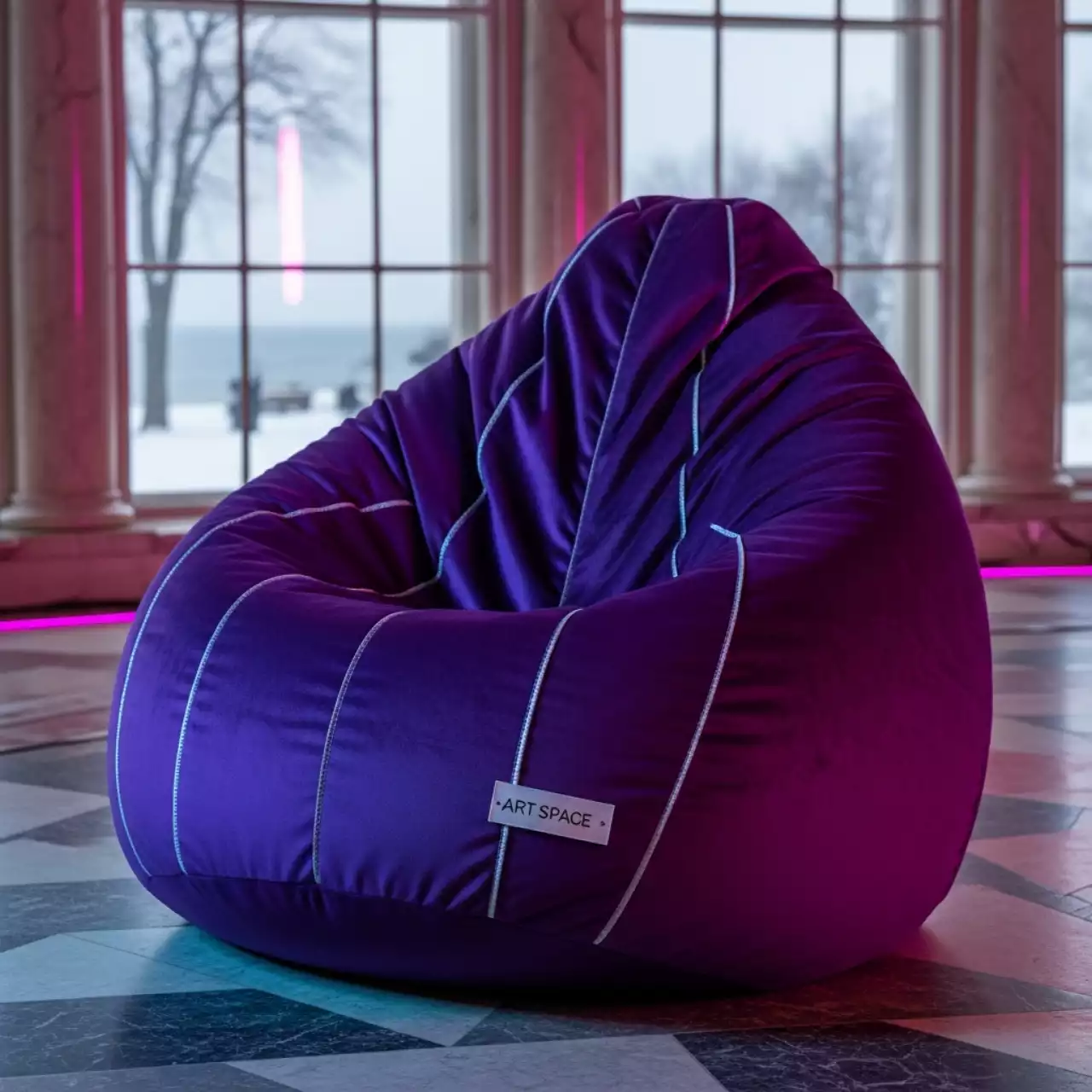Аренда Кресло пуф вельвет фиолетовое в санатории «Металлург» — ART SPACE