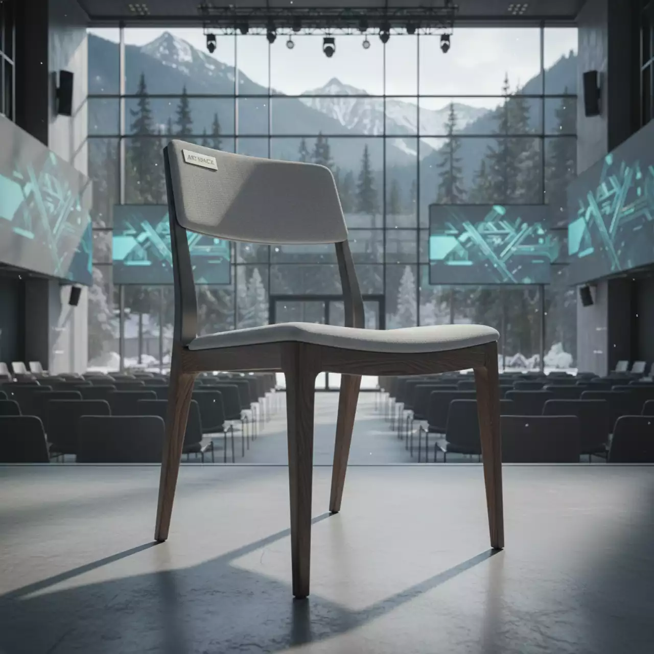 Аренда Кресло Quadro алюминий RAL 9007 ясень дуб мореный ткань Calista 10 серый в Гранд Отель Поляна — ART SPACE