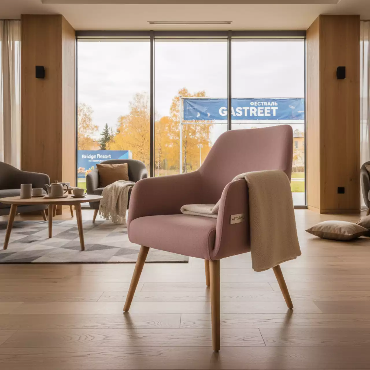 Аренда Кресло с подлокотниками Cusp розовое в Bridge Resort — ART SPACE